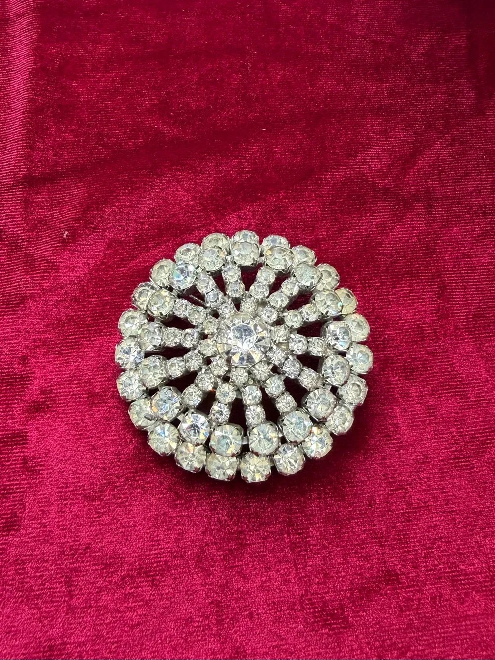 Vintage Sunburst Rhinestone Brooch